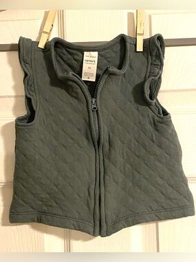 Carter's Quilted Sleeveless Zip-Up Vest - Moss Green